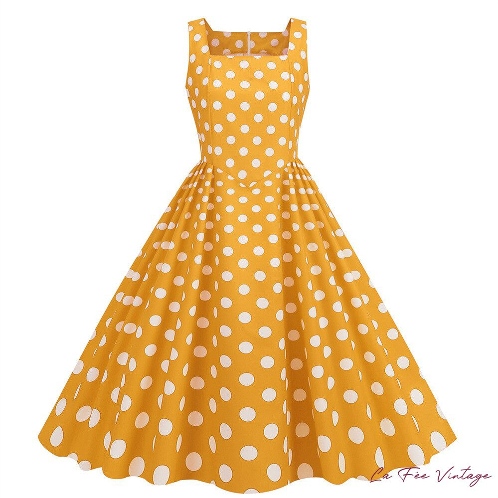 Robe d'été jaune style Pin Up