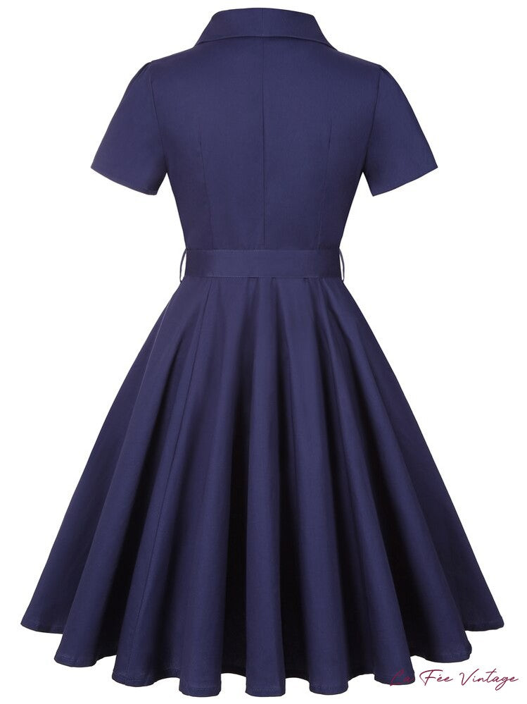 Robe Violette à col V style Pin Up