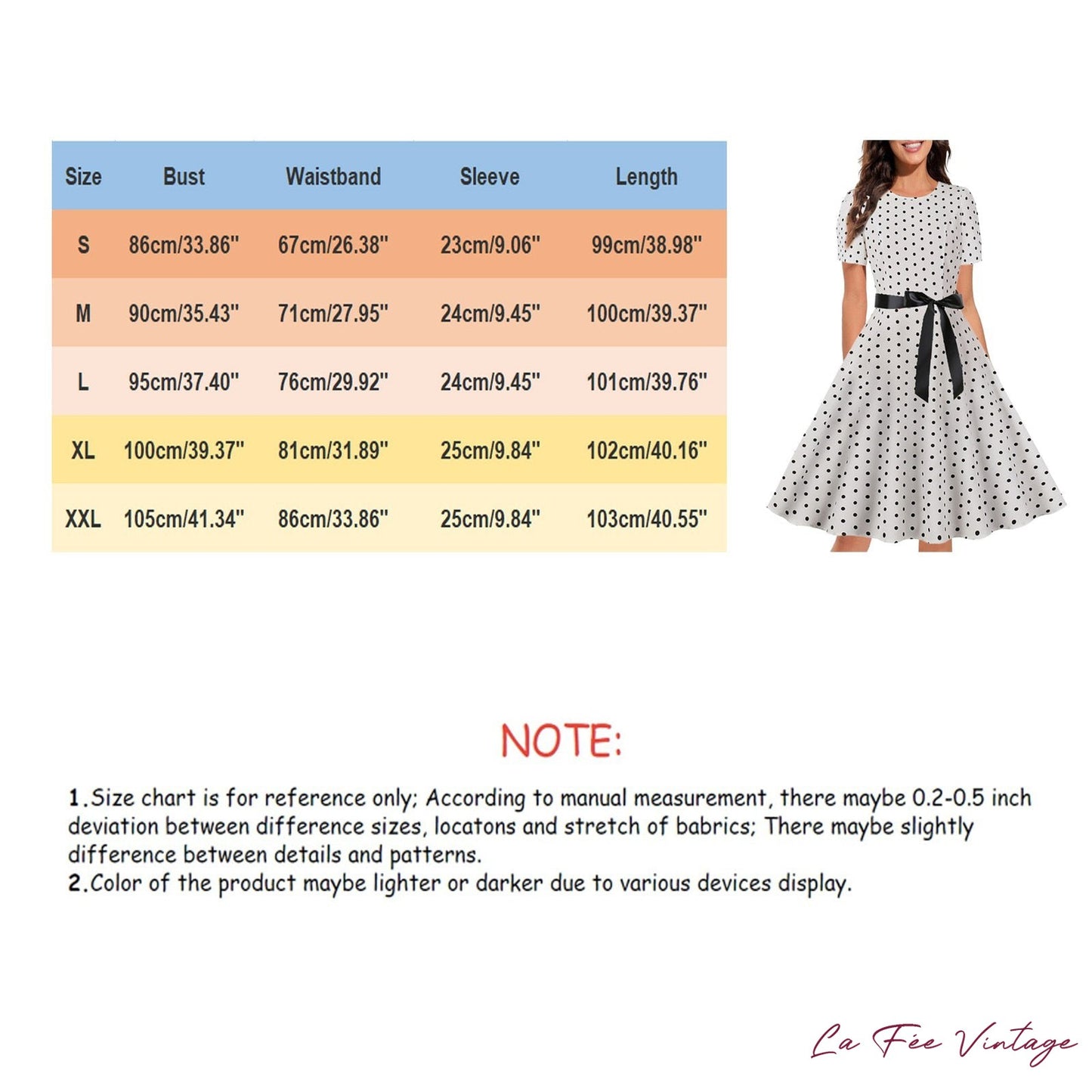 Robe pin up noir à pois blancs années 60