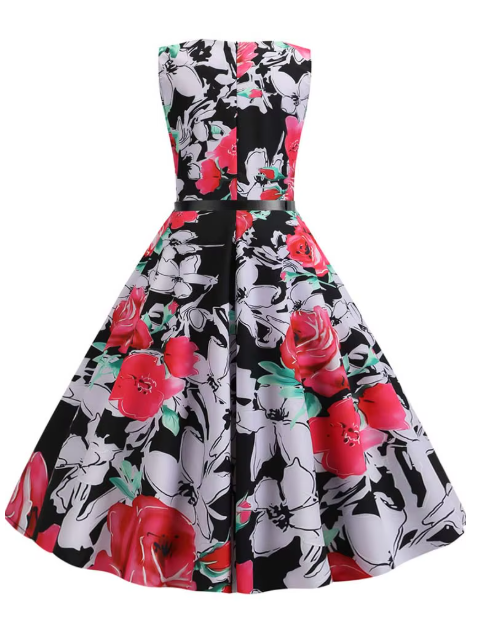 Robe de soirée fleurie | Style Trapèze Année 60