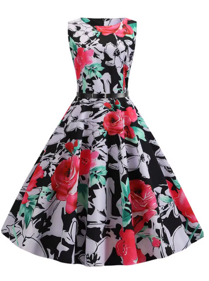 Robe de soirée fleurie | Style Trapèze Année 60