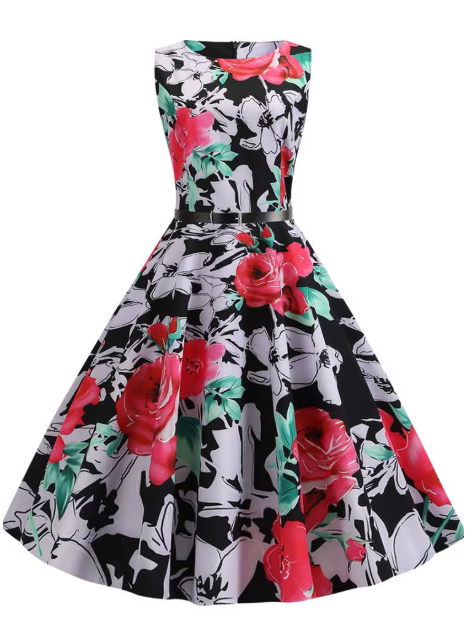 Robe de soirée fleurie | Style Trapèze Année 60