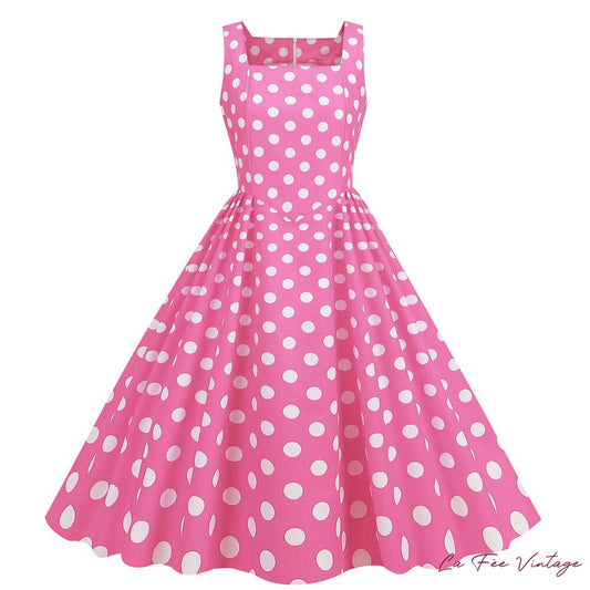 Robe Pin Up Rose à pois Années 50