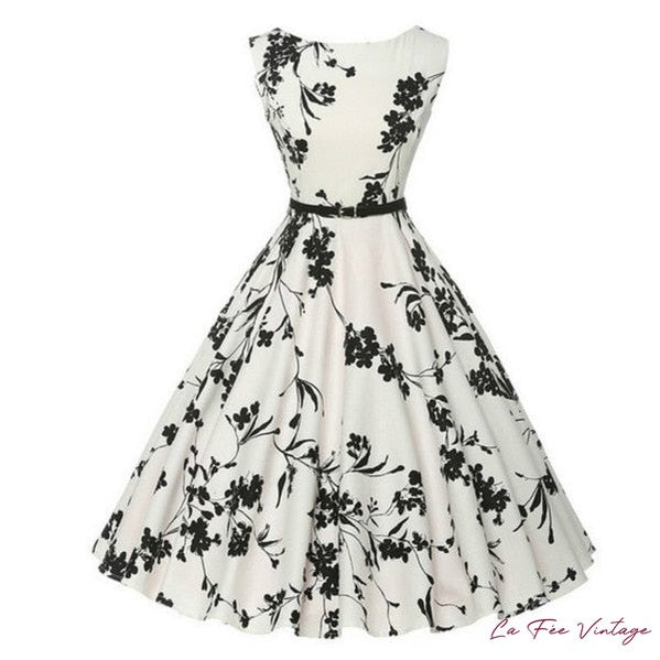 Robe d'été à fleurs pin-up vintage années 50 et 60
