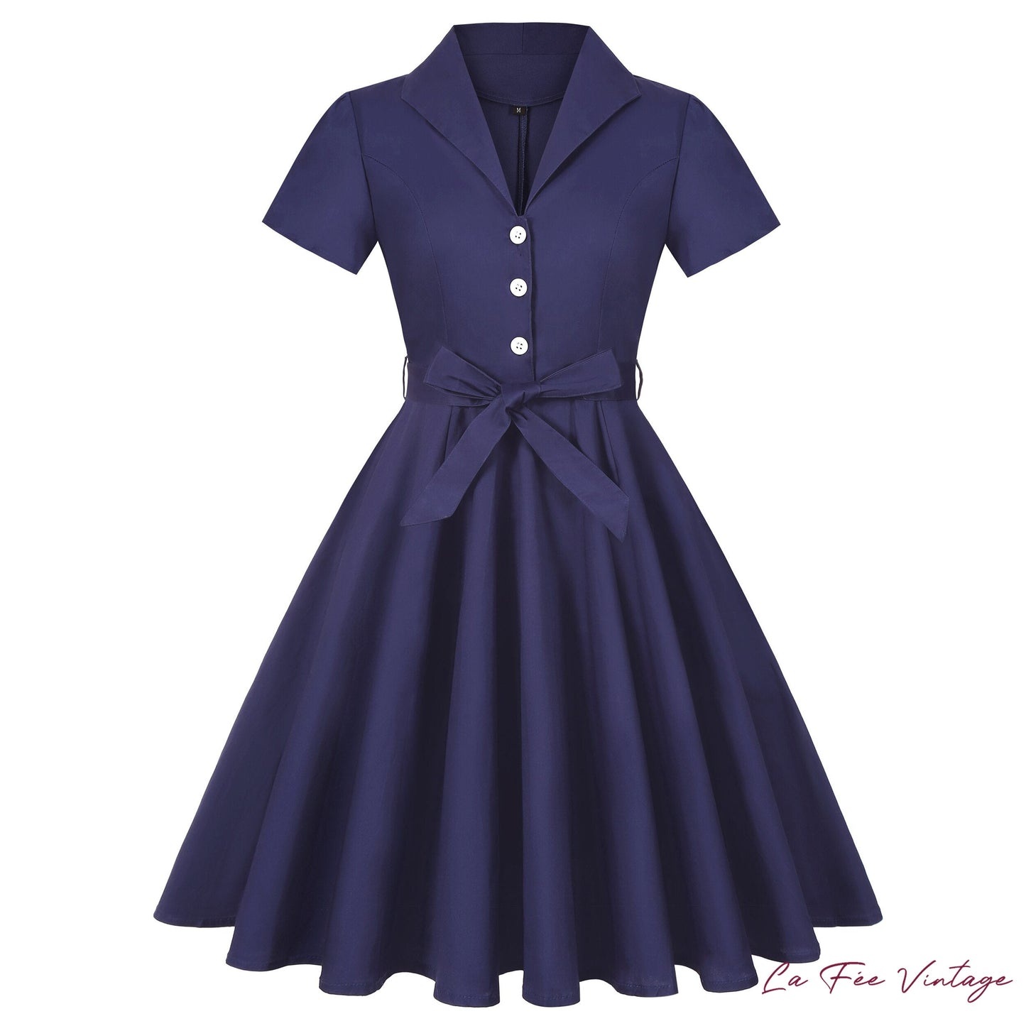 Robe Violette à col V style Pin Up