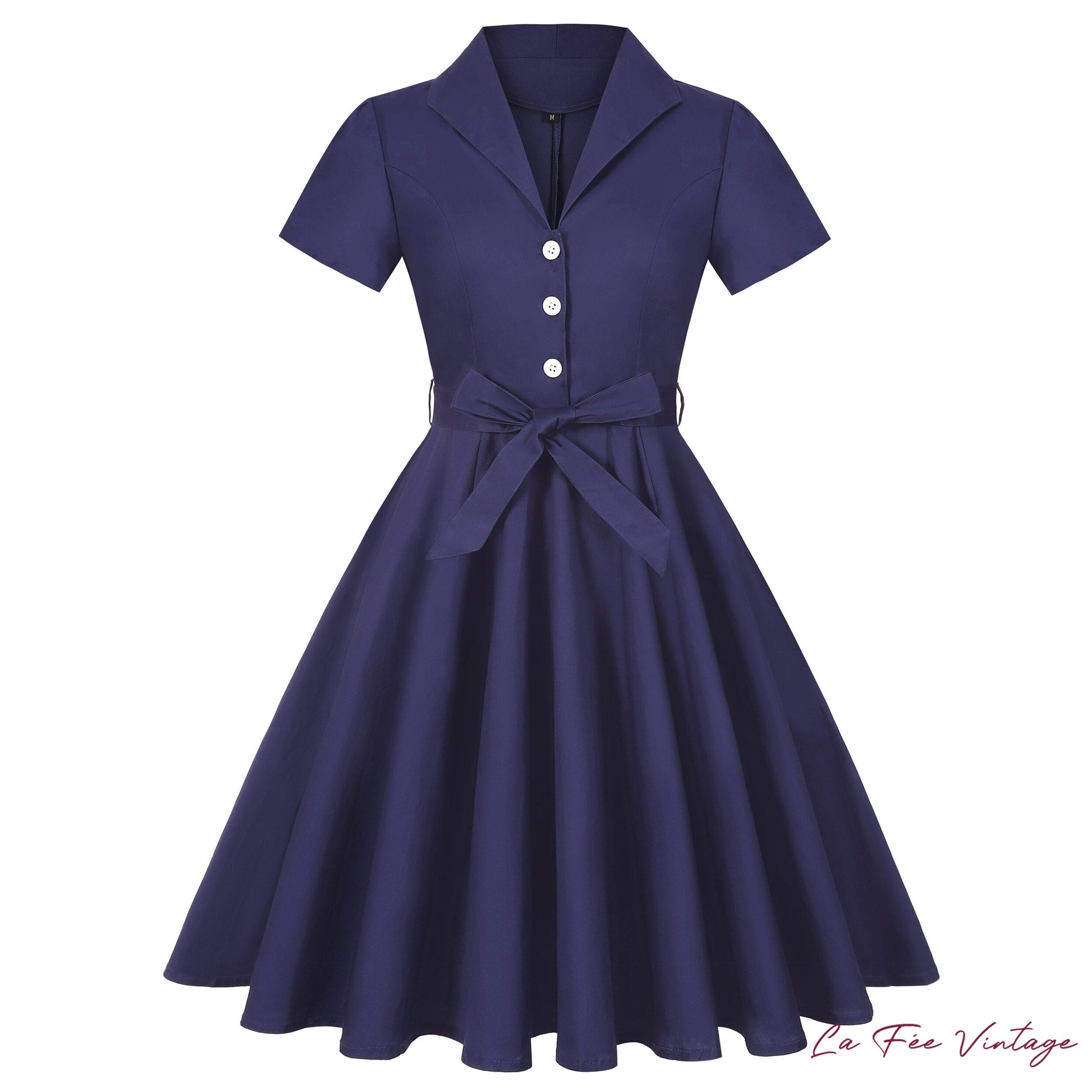 Robe Violette à col V style Pin Up