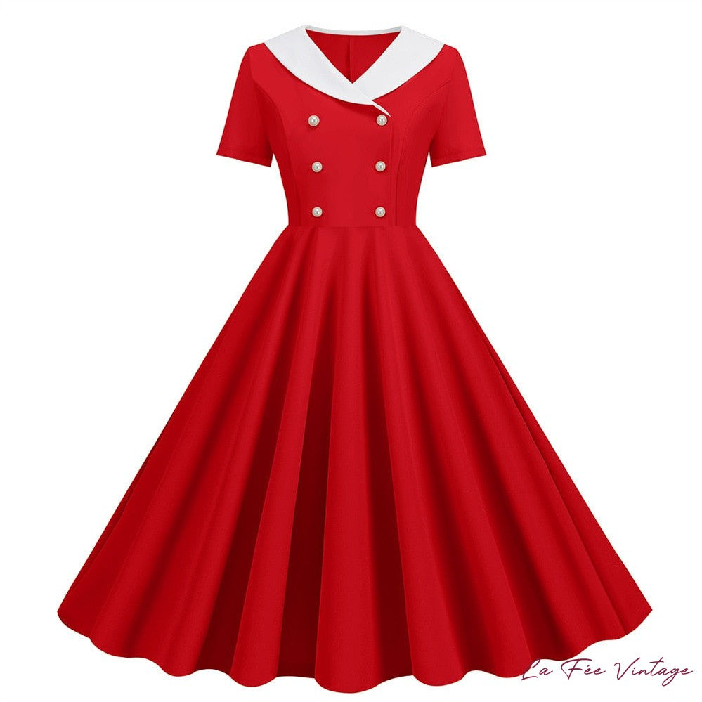 Robe d'été rouge pin-up vintage années 50