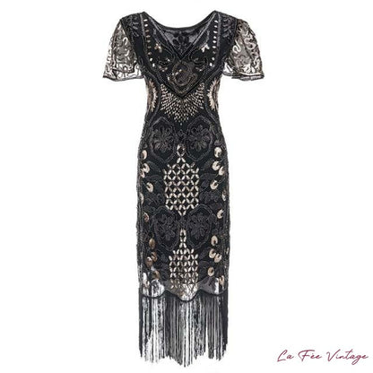 Robe à Franges des 20's en Dentelle Noire