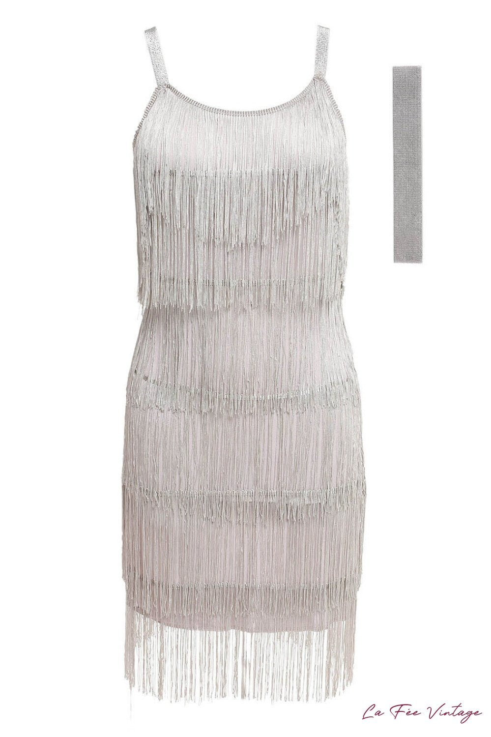 Robe à franges Grise à paillettes