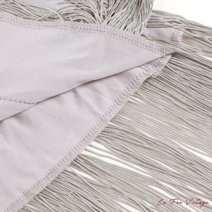 Robe à franges Grise à paillettes