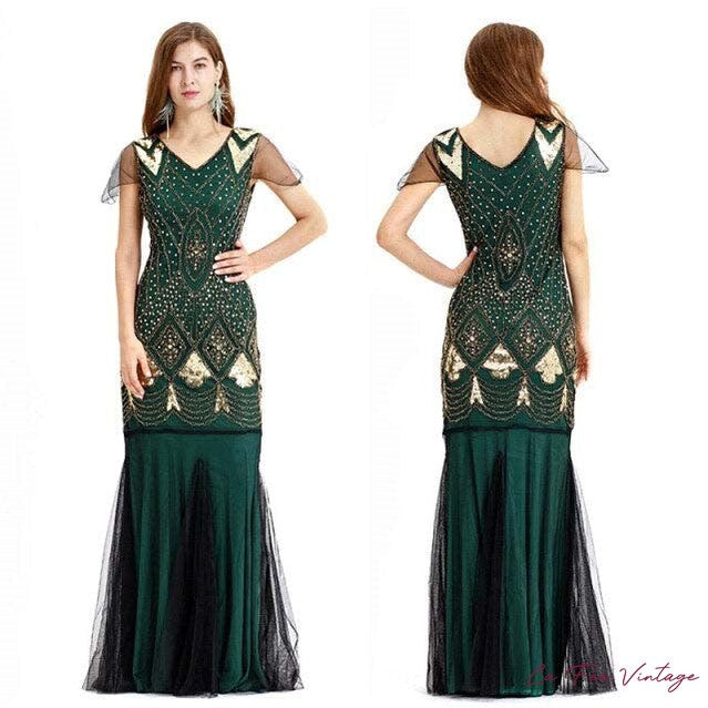 Robe années 20 verte