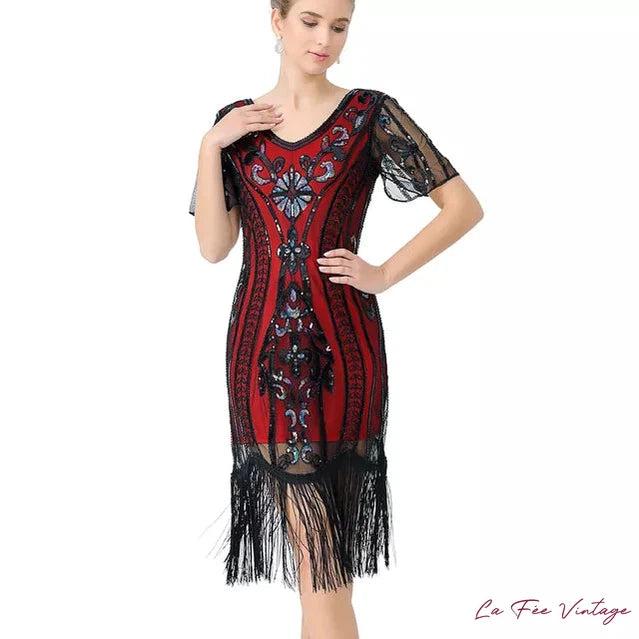 Robe Charleston Rouge à franges | Robe Grande Taille