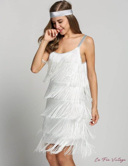 Robe à franges Blanche à Paillettes