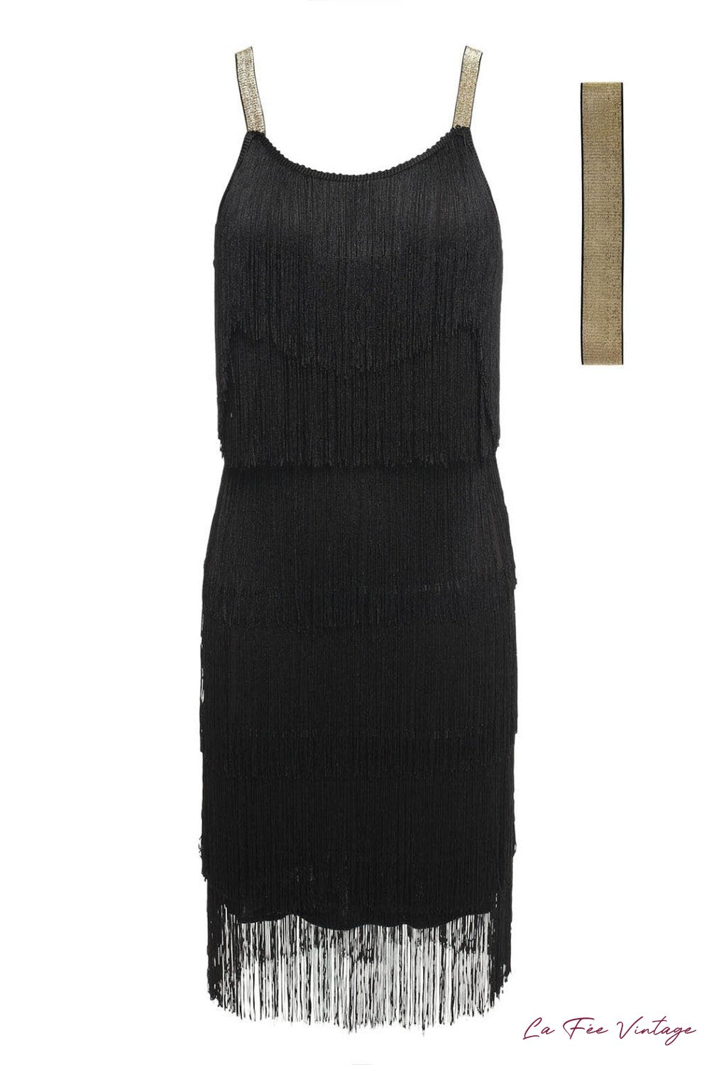 Robe à franges Noire à paillettes