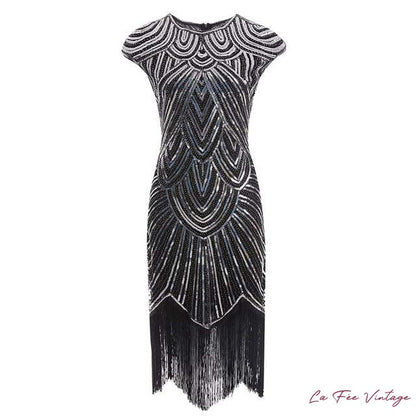 Robe Charleston Doré, Noire et Bleu profond