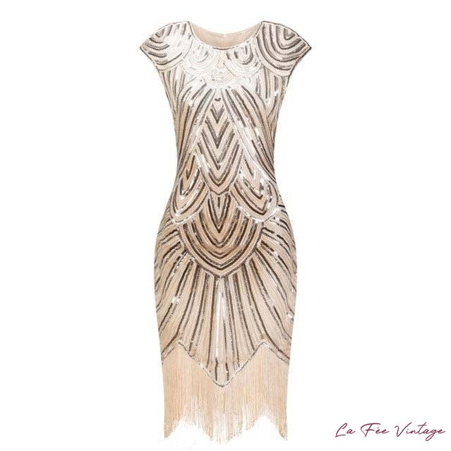 Robe Charleston Doré, Noire et Bleu profond