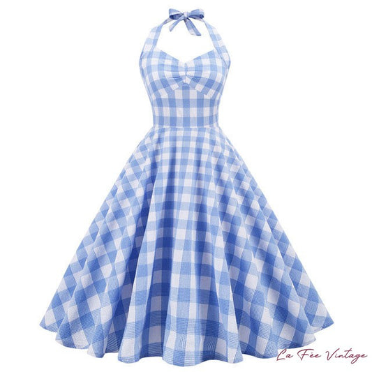 Robe à Carreau Bleus Style Année 50 60