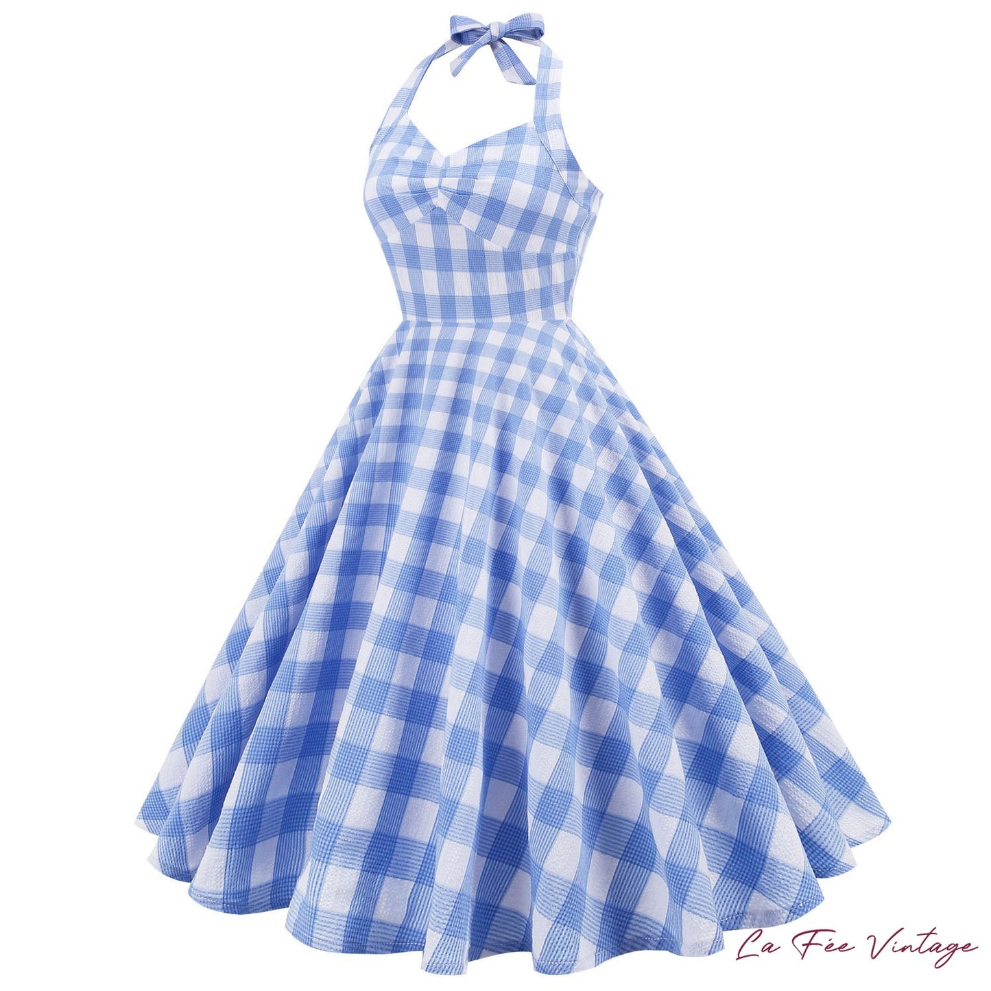 Robe à Carreau Bleus Style Année 50 60