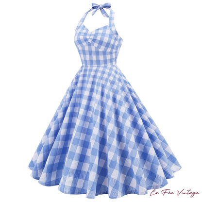 Robe à Carreau Bleus Style Année 50 60
