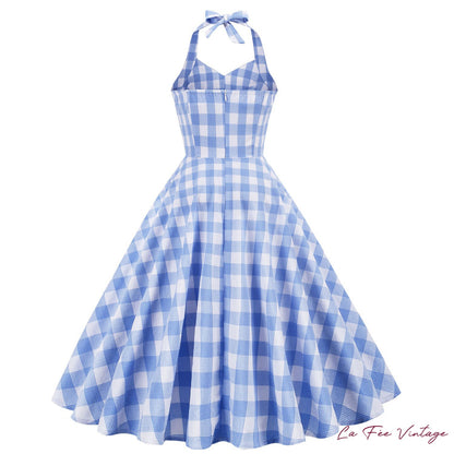 Robe à Carreau Bleus Style Année 50 60