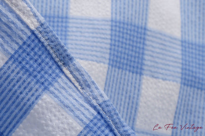 Robe à Carreau Bleus Style Année 50 60