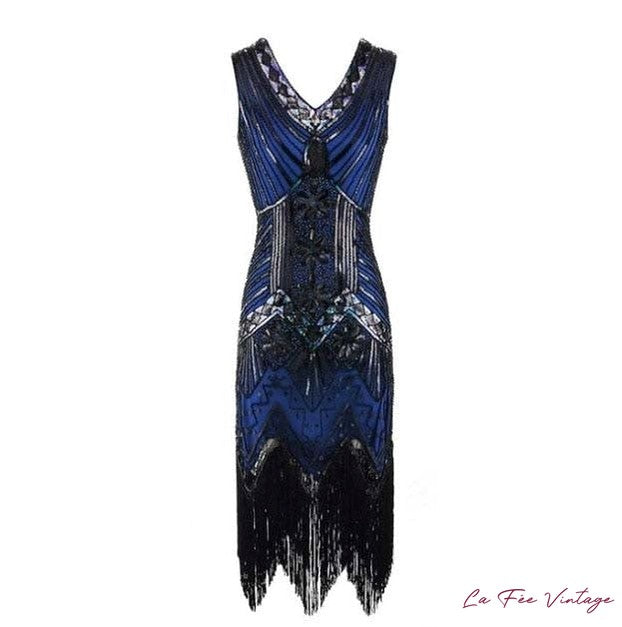 Robe Charleston sans manche Noire et Bleu