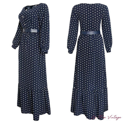 Robe Longue à Pois dans le Style Années 40