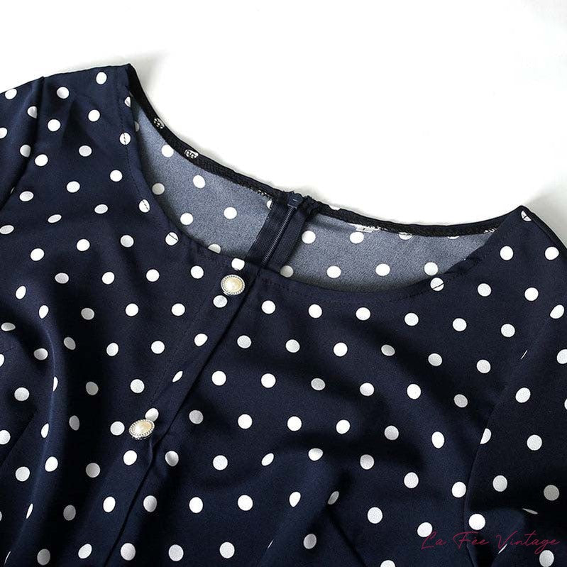 Robe Longue à Pois dans le Style Années 40