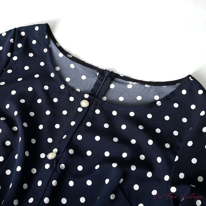 Robe Longue à Pois dans le Style Années 40