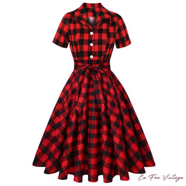 Robe années 60 à Carreau Style Rock/US