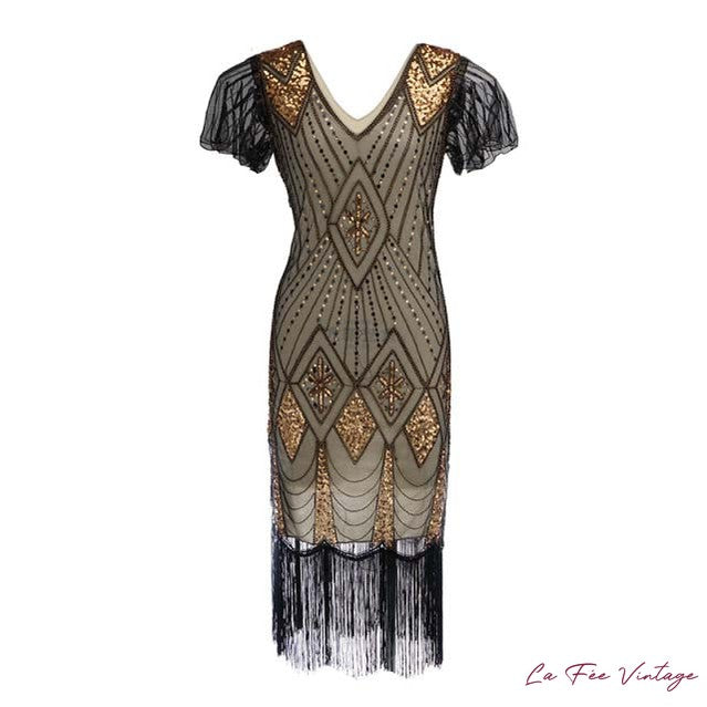 Robe Charleston Nuances Dorées | Année 20 | Grande Taille