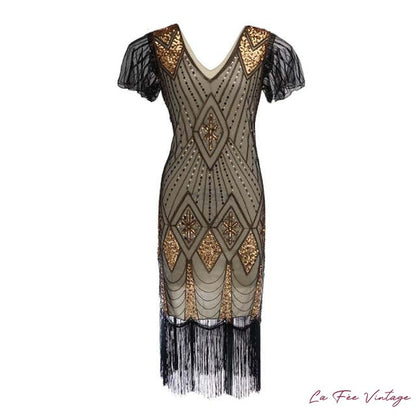 Robe Charleston Nuances Dorées | Année 20 | Grande Taille