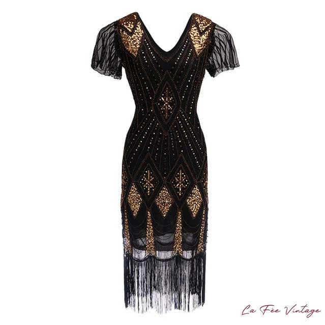 Robe Charleston Nuances Dorées | Année 20 | Grande Taille