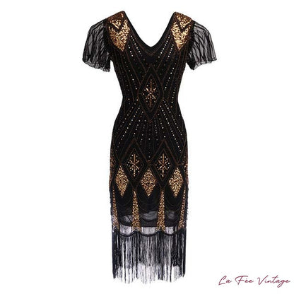 Robe Charleston Nuances Dorées | Année 20 | Grande Taille