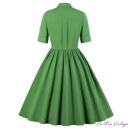 Robe Pin-Up Noir/Vert/Rouge Année 60
