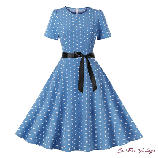 Robe pin up bleu années 60