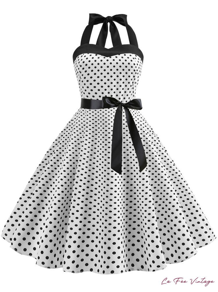 Robe Pin Up Année 50 Blanche sans manche