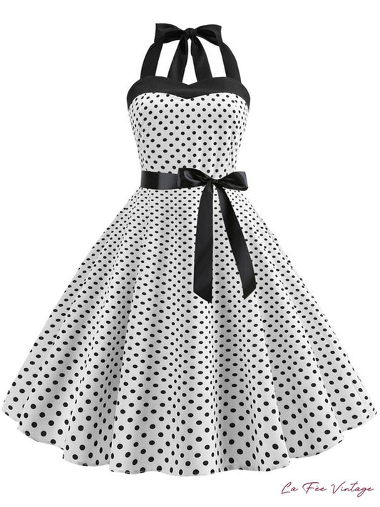 Robe Pin Up Année 50 Blanche sans manche