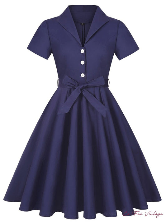 Robe Violette à col V style Pin Up