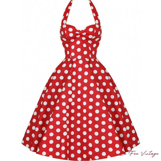 Robe rouge à pois blanc