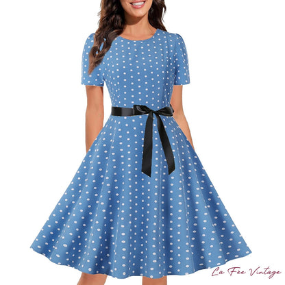 Robe pin up bleu années 60