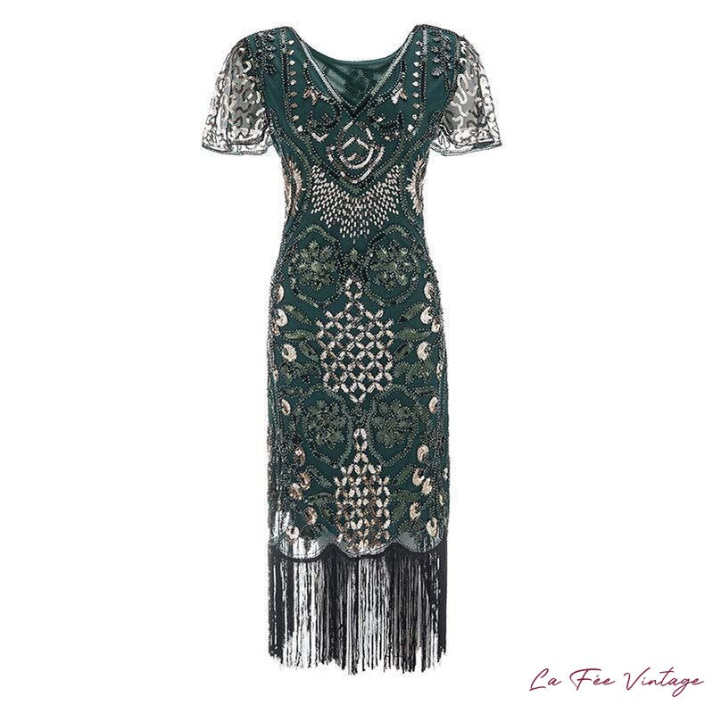 Robe Verte et Dorée des années 20