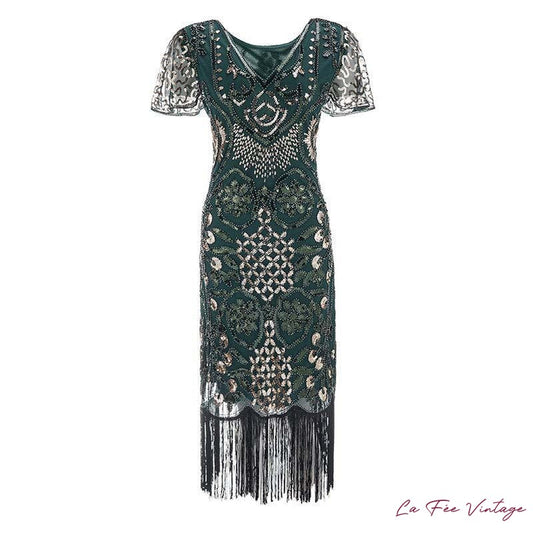 Robe Verte et Dorée des années 20