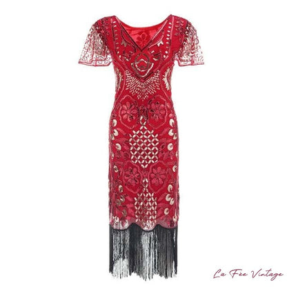 Robe Charleston Rouge à franges | Robe Grande Taille