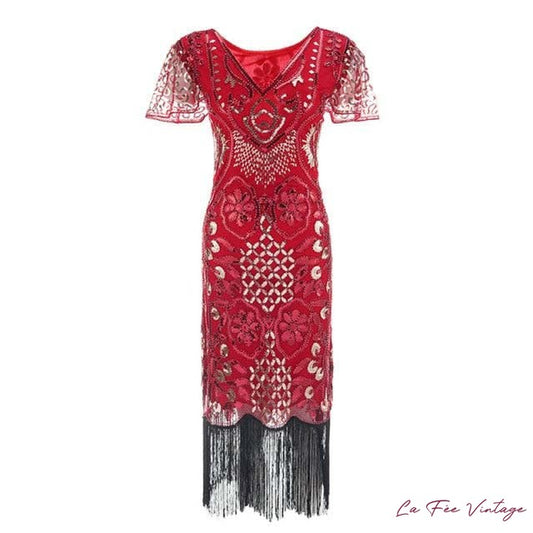 Robe Charleston Rouge à franges | Robe Grande Taille